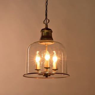 Vintage Glass Pendant Light With Elegant Copper Accents
