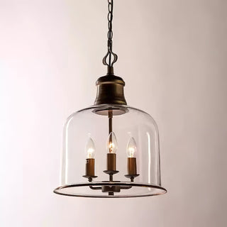Vintage Glass Pendant Light With Elegant Copper Accents