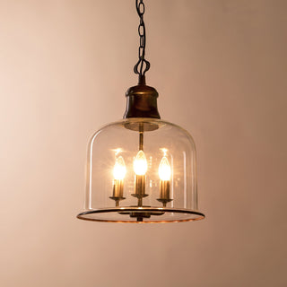 Vintage Glass Pendant Light With Elegant Copper Accents
