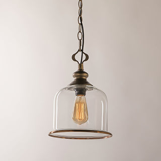 Vintage Glass Pendant Light With Elegant Copper Accents