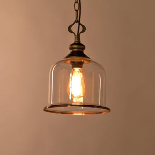 Vintage Glass Pendant Light With Elegant Copper Accents