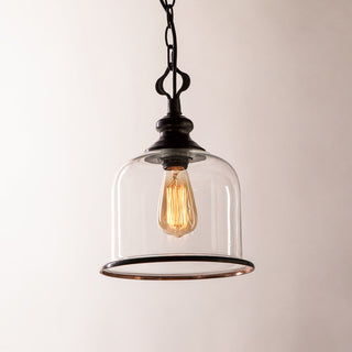Vintage Glass Pendant Light With Elegant Copper Accents