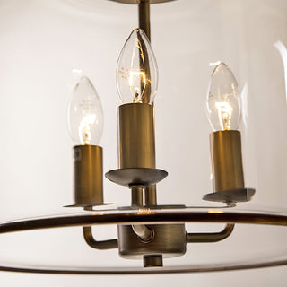 Vintage Glass Pendant Light With Elegant Copper Accents