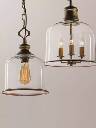 Vintage Glass Pendant Light With Elegant Copper Accents