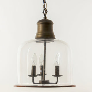 Vintage Glass Pendant Light With Elegant Copper Accents