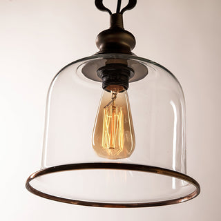 Vintage Glass Pendant Light With Elegant Copper Accents