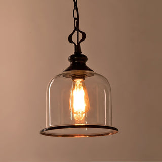 Vintage Glass Pendant Light With Elegant Copper Accents