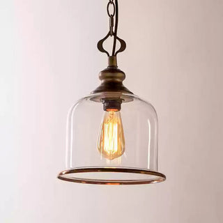 Vintage Glass Pendant Light With Elegant Copper Accents