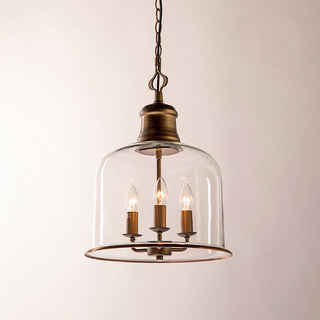 Vintage Glass Pendant Light With Elegant Copper Accents