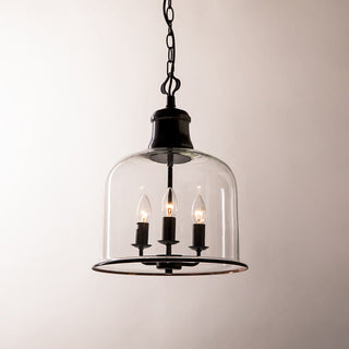 Vintage Glass Pendant Light With Elegant Copper Accents