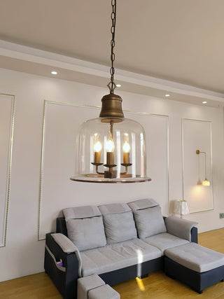 Vintage Glass Pendant Light With Elegant Copper Accents