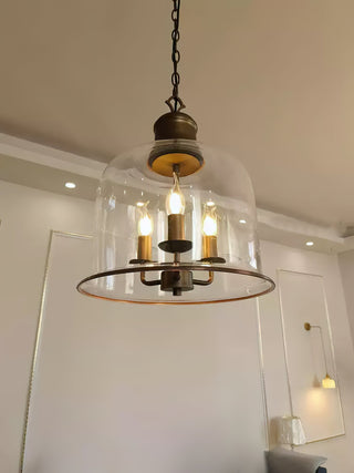 Vintage Glass Pendant Light With Elegant Copper Accents