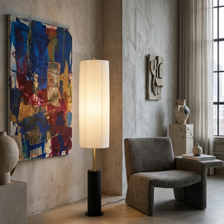 Minimalist Floor Lamp with Fabric Shade