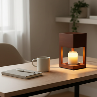 Scandinavian Wooden Candle Warmer Lamp With Adjustable Dimmer