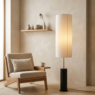 Minimalist Floor Lamp with Fabric Shade