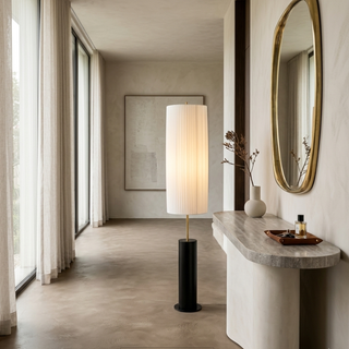 Minimalist Floor Lamp with Fabric Shade