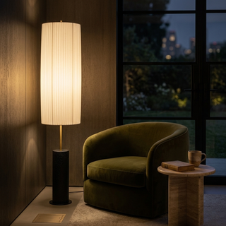 Minimalist Floor Lamp with Fabric Shade