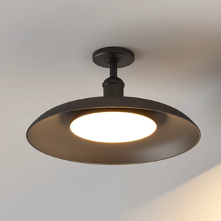 Black Round Semi-Flush Mount Outdoor Light