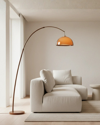 Modern Arc Floor Lamp With Adjustable Arm And Dome Shade