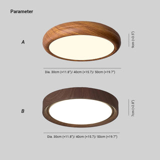 Nordic Wood Grain Round LED Flush Mount Ceiling Light