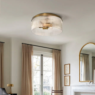 Retro Ribbed Glass Flush Mount Ceiling Light