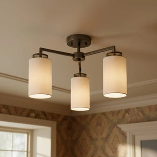 Vintage Fabric Semi Flush Ceiling Light