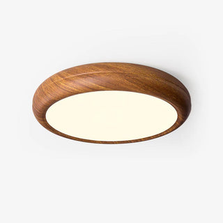 Nordic Wood Grain Round LED Flush Mount Ceiling Light