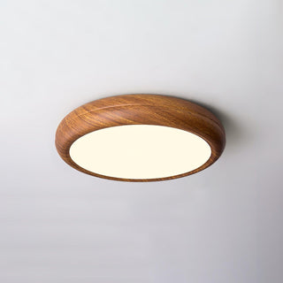 Nordic Wood Grain Round LED Flush Mount Ceiling Light