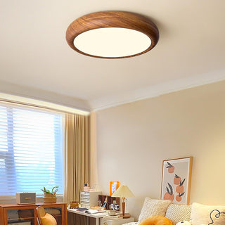 Nordic Wood Grain Round LED Flush Mount Ceiling Light