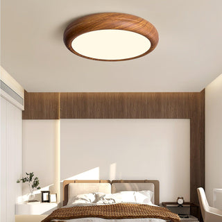 Nordic Wood Grain Round LED Flush Mount Ceiling Light