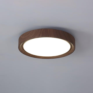 Nordic Wood Grain Round LED Flush Mount Ceiling Light
