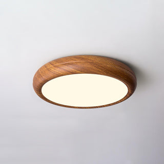 Nordic Wood Grain Round LED Flush Mount Ceiling Light