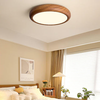 Nordic Wood Grain Round LED Flush Mount Ceiling Light