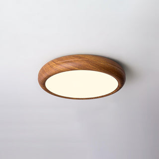 Nordic Wood Grain Round LED Flush Mount Ceiling Light
