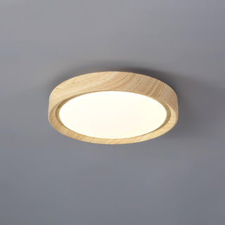 Nordic Wood Grain Round LED Flush Mount Ceiling Light