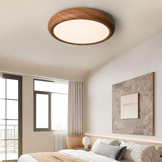 Nordic Wood Grain Round LED Flush Mount Ceiling Light