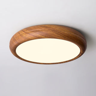 Nordic Wood Grain Round LED Flush Mount Ceiling Light