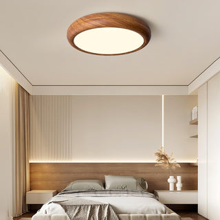 Nordic Wood Grain Round LED Flush Mount Ceiling Light