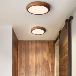 Nordic Wood Grain Round LED Flush Mount Ceiling Light