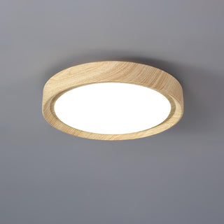 Nordic Wood Grain Round LED Flush Mount Ceiling Light