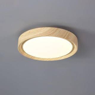 Nordic Wood Grain Round LED Flush Mount Ceiling Light