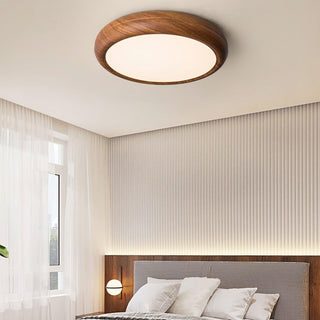 Nordic Wood Grain Round LED Flush Mount Ceiling Light
