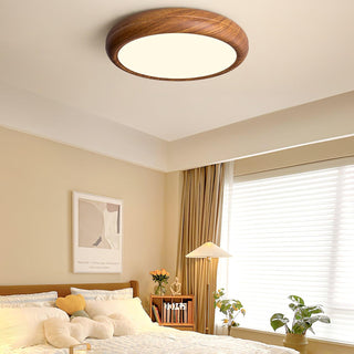 Nordic Wood Grain Round LED Flush Mount Ceiling Light