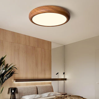 Nordic Wood Grain Round LED Flush Mount Ceiling Light
