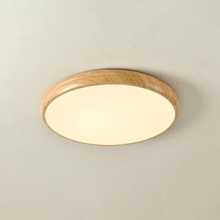 Nordic Wood Grain Round LED Flush Mount Ceiling Light