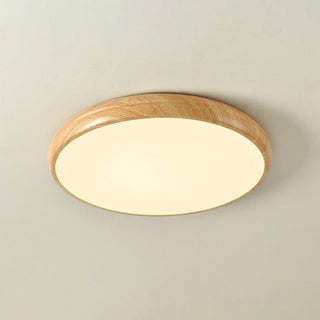 Nordic Wood Grain Round LED Flush Mount Ceiling Light