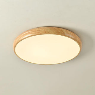Nordic Wood Grain Round LED Flush Mount Ceiling Light