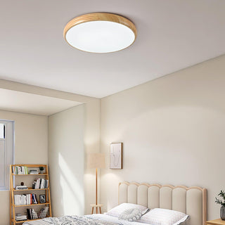 Nordic Wood Grain Round LED Flush Mount Ceiling Light
