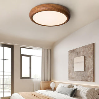 Nordic Wood Grain Round LED Flush Mount Ceiling Light