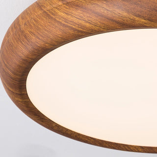 Nordic Wood Grain Round LED Flush Mount Ceiling Light